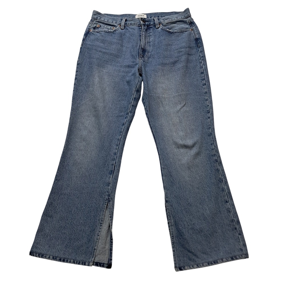 Pistola Jeans Women's 30 Blue Hemp Alexia High Rise Slim Flare with Slit